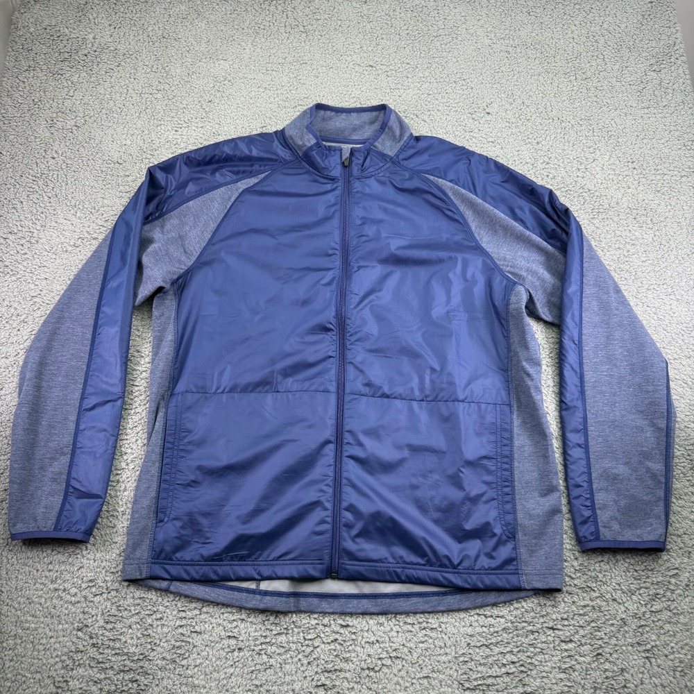 Rhone Jacket Men's XL Blue Grey Heather Tech Hybrid Full Zip Track Athletic